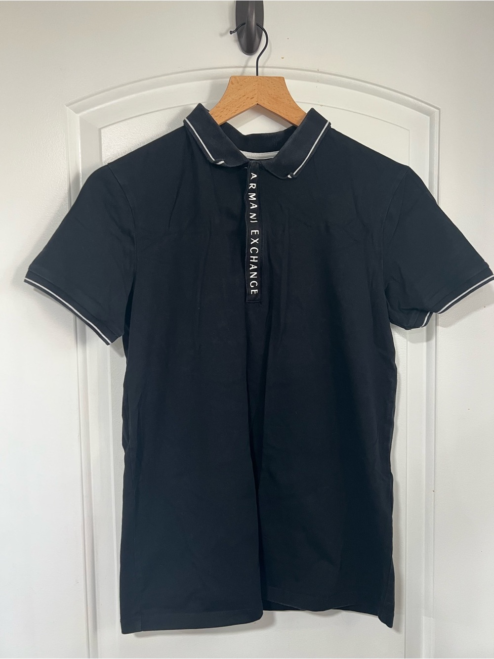 Armani Exchange Black Polo with Contrast Trim